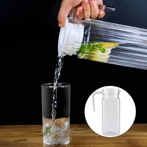 Fdit Acrylic Transparent Juice Bottle - Striped Water Jug with Lid for Homemade Juice & Cold Tea, 800ML