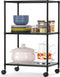 OVICAR 3-Tier Wire Storage Shelves, Adjustable Shelving Units with Wheels for Kitchen Pantry, Bathroom, Garage