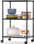 OVICAR 3-Tier Wire Storage Shelves, Adjustable Shelving Units with Wheels for Kitchen Pantry, Bathroom, Garage