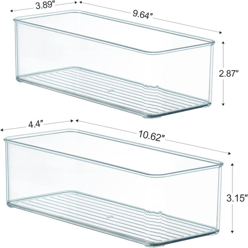 Hudgan 8 Pack Clear Plastic Drawer Organizers Set, Stackable Deep Organizer for Makeup Vanity and Desk, 2 Sizes