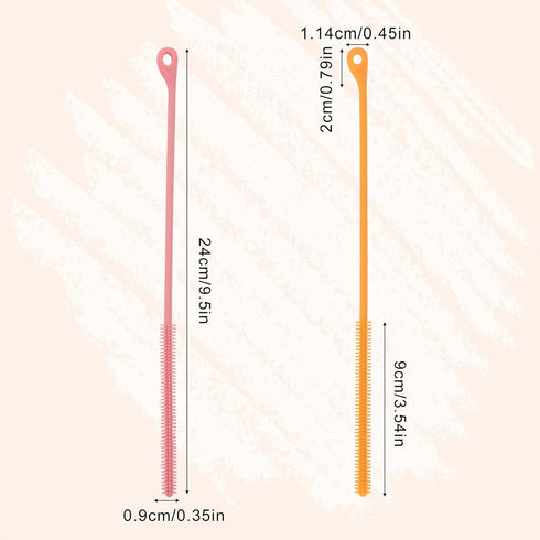 BOXOB 2pcs 9.44in Silicone Straw Cleaner Brush, Extra Long Reusable Straw Brush for Stanley, Metal, Glass Straws