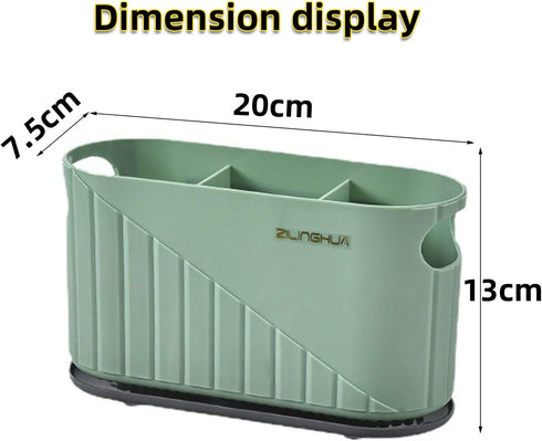 Kitchen Cutlery Drainer Utensil Holder Cutlery Storage Box Wall-Mounted Tableware Storage Holder Utensil Caddy Flatware Organizer Countertop (Green) by Jaugufiy