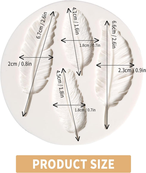 3D Feather Shape Silicone Cake Mold Chocolate Soap DIY Mold Baking-Small 3.4"