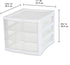 Sterilite 3 Drawer Desktop Storage Unit, White with Clear Drawers, Tabletop Organizer, 4-Pack