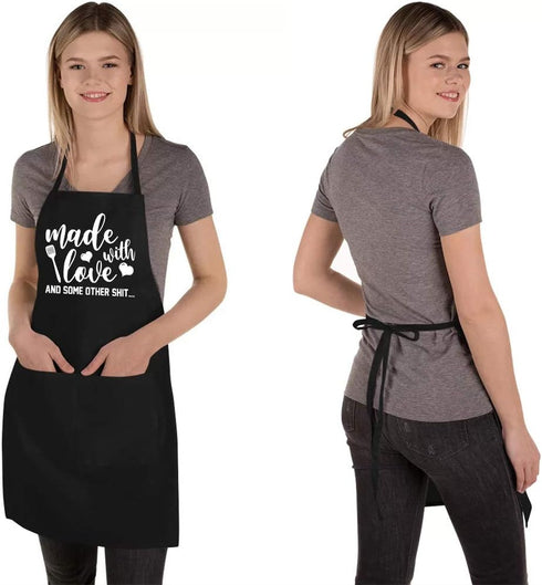 Funny Kitchen Aprons for Men and Women, Novelty Cooking Apron with 2 Pockets, Cute Baking Gifts for Bakers