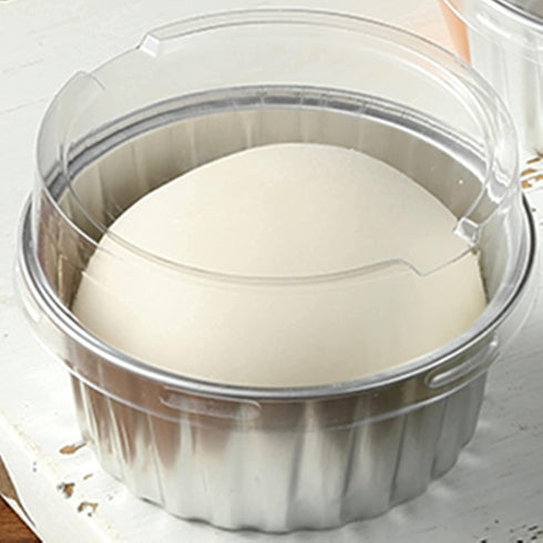 DEAYOU 100-Pack Silver Cupcake Baking Liner with Lid, Tart Pie Tin Pan Holder for Party, Wedding, Creme Brulee