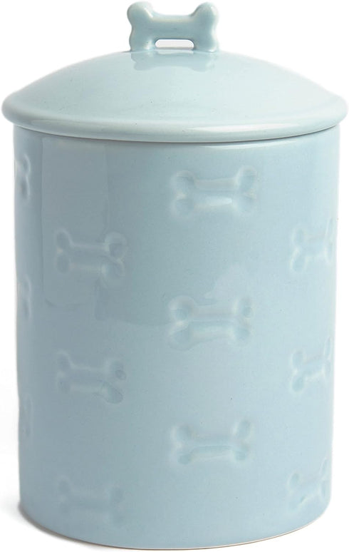 Park Life Designs Dog Treat Jar - Ceramic Dog Treat Container 1.4 Qt (Manor Blue)