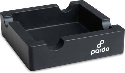 Pardo Cigar Unbreakable Ashtray for Outdoors - Large Ring Gauge, Square Matte Black, 4 Holder Design, 6x6x1.5 inches