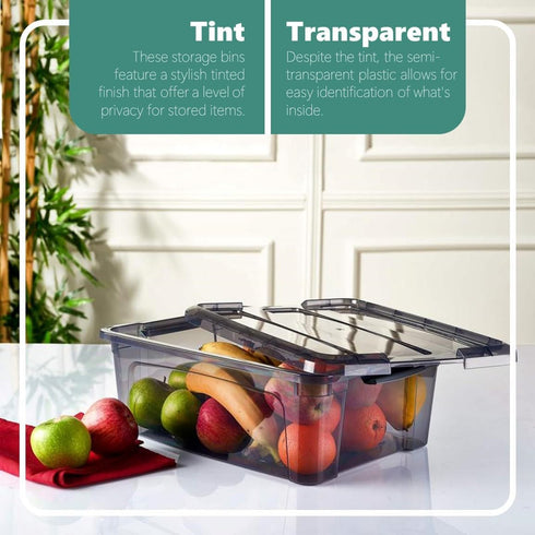 Tribello 12.5 Quart Storage Bins with Lids, Plastic Containers with Latching Lids for Organizing, Set of 2, Made in EU