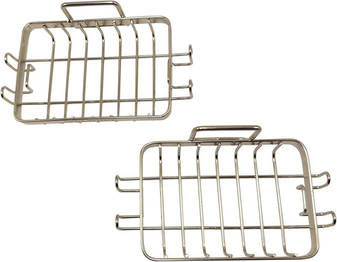 White Silver Soap Dish for Shower, 2 Pack Suction Cup Square Holder - 304 Stainless Steel Soap Saver