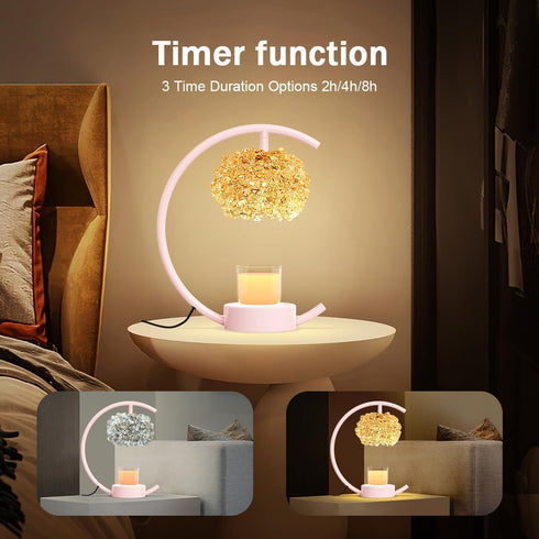 Design+2Bulbs,Home Yeuslor Pink Candle Warmer Lamp for Jar Candles with Adjustable BrightnessTimerHandcrafted