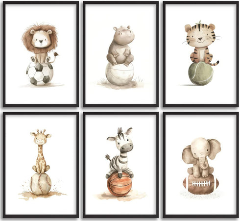 Generic Baby Boy Animals Nursery Wall Art Sport Theme Nursery Painting Picture Wall