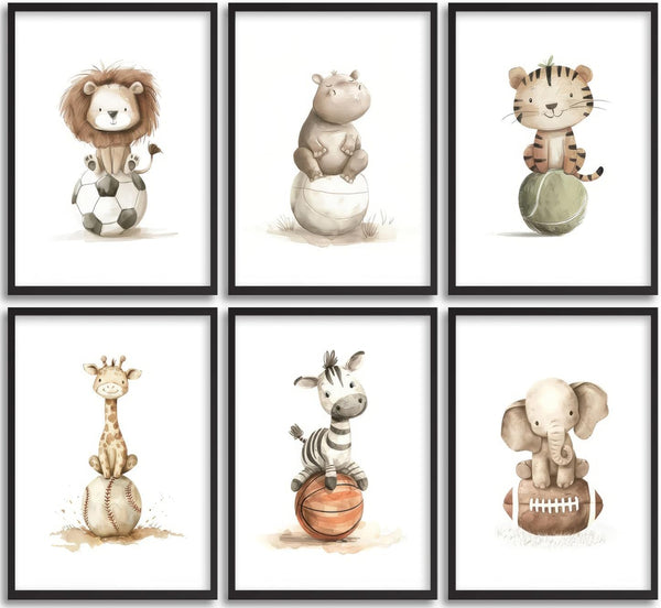 Generic Baby Boy Animals Nursery Wall Art Sport Theme Nursery Painting Picture Wall