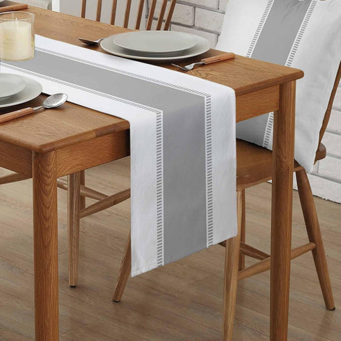 Futuregrace 72 inches Grey Table Runners Stripes Table Runner Dresser Scarves Long,Non Slip Modern Decortaive Table