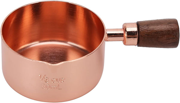 Rose Gold Stainless Steel Sauce Pan with Wooden Handle, 1/3 Cup Capacity