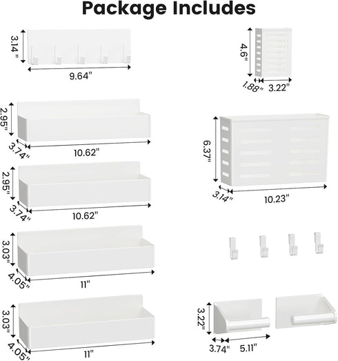 Refrigerator,8 Pack White(8 Pack) Magnetic Spice Rack for Magnetic Shelf,Fridge Magnet Organizer with Paper Towel