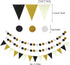 ZERODECO Party Decoration, 21 Pcs Black and Gold Hanging Paper Fans, Pom Poms, Garlands for Birthday Wedding Décor