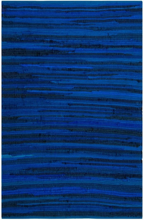 SAFAVIEH Rag Rug Collection Accent Rug - 2' x 3', Blue & Multi, Handmade Boho Stripe Cotton for High Traffic