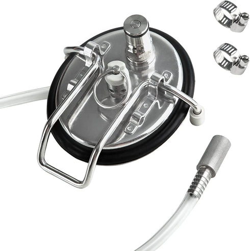 Corny Carbonation Keg Lid, Ball Lock Keg Lid with Diffusion Stone, Pressure Relief Valve, Clamp and Tube for Homebrew