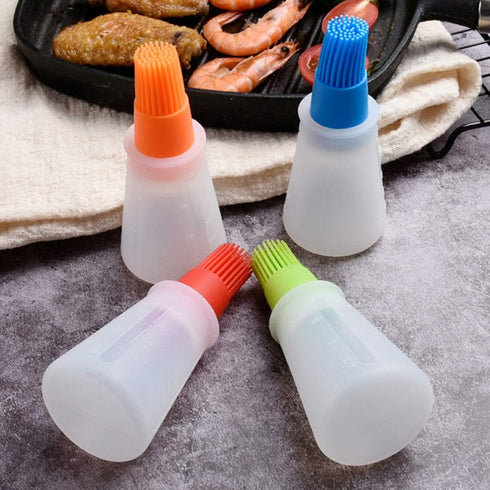 AKOAK 1 Pack Environmentally Friendly Silicone Flat-Bottomed Barbecue Oil Bottle Brush for Kitchen Baking and Cooking