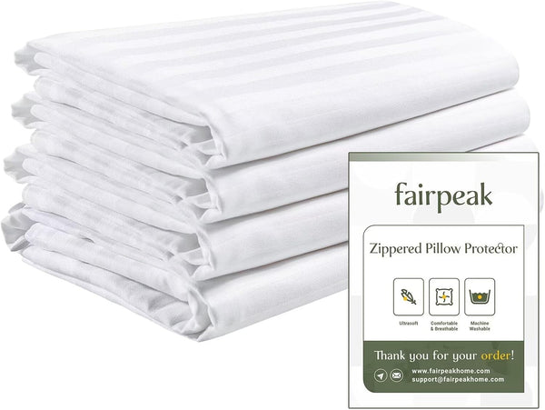 Pillow Covers Bed Pillow Protectors with Zipper, Luxury Hotel Quality, Soft, Machine Washable, King Size, 20x36, 4 Pack