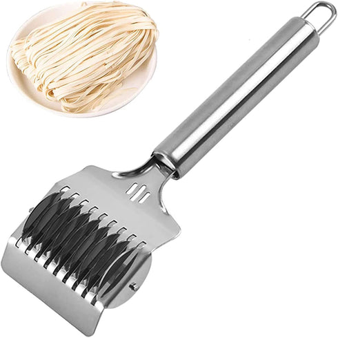 UpTuoLi Pasta Noodle Cutter, Stainless Steel Manual Noodle Lattice Roller Dough Cutter Pasta