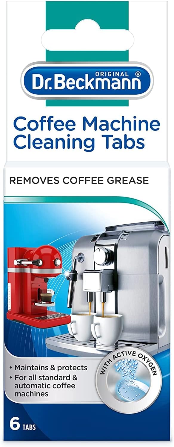 Dr. Beckmann Coffee Machine Cleaning Tabs, Removes Coffee Grease & Oil, 6 Tabs