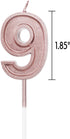 Luter Rose Gold Glitter Happy Birthday Cake Candles, Number 9 Birthday Candle Cake Topper Decoration for Party