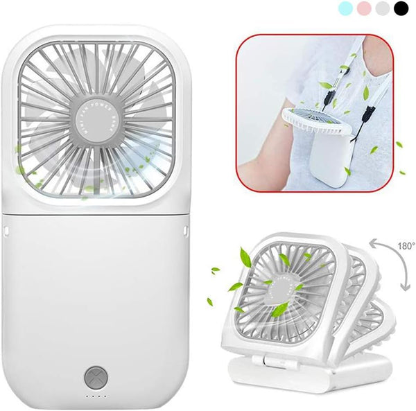 Portable Mini Neck Fan, Quiet Handheld USB Rechargeable Fan for Home Office Outdoor Travel