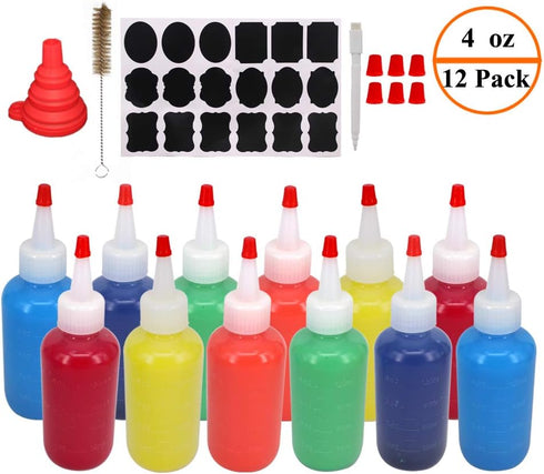 12 Pack Empty 4-Ounce Plastic Squeeze Bottles with Red Tip Caps, Multipurpose Squirt Bottle for Various Uses