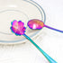 8 Pieces Rainbow Flower Spoon Set - LEEFONE Stainless Steel Reusable Tea Spoon, 8 Different Patterns