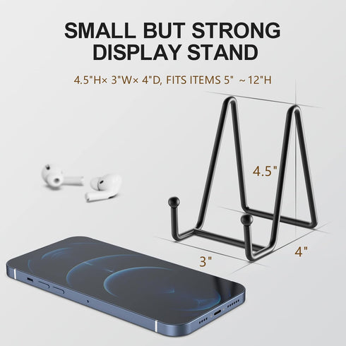 3 Pack 4.5 Inch Plate Stands for Display, Vinyl Table Top Display, Metal Frame Holders for Pictures, Art