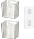 Set of 2 Wall Mounted Storage Organizer Bins, Stackable Clear Plastic Storage for Fridge, Kitchen, Bathroom