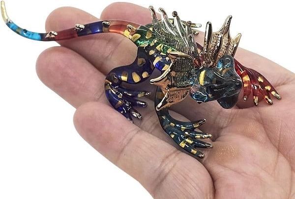 Tiny 2¼" Multicolor Frilled Lizard Agama Chameleon - Miniature Hand Blown Glass Decorative Figure