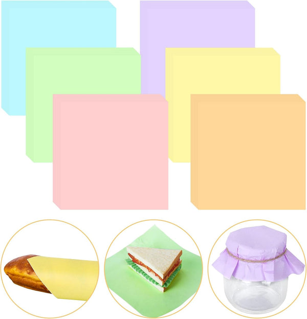 Whaline 240Pcs Macaron Color Wax Paper Sheet - 6 Color Food Wrapping Tissue for Baking