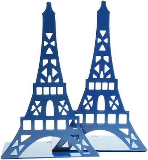 Winterworm Stylish Modern Paris Eiffel Tower Metal Decorative Bookend, Blue, Book Organizer for Home Office