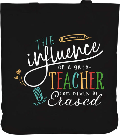 ELEGANTPARK Teacher Gifts for Women, Black Cotton Canvas Tote Bag for Appreciation Week, Graduation, Christmas