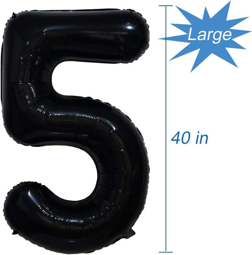 Tellpet Black Number 5 Balloon, 40 Inch