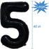 Tellpet Black Number 5 Balloon, 40 Inch