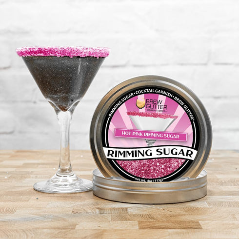 Rimming (4oz, 1x Brew Glitter - Neon Pink Sugar Bar Tin) Cocktail Garnish for Mixed Drinks & Refreshments