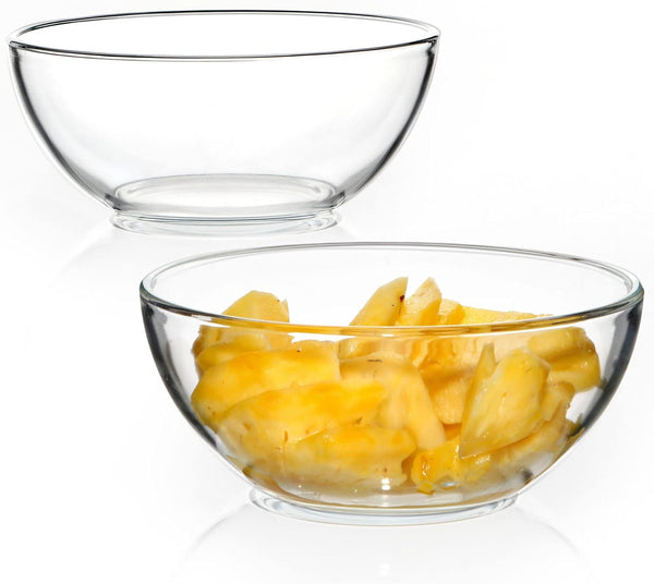 NUTRIUPS 7 Inch Medium Glass Prep Bowls, 30oz Clear Tempered Glass Salad Bowls for Kitchen, Microwave Safe