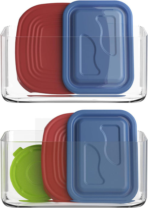 MaraFansie 2 Pack Plastic Lid Organizers - Inside Cabinet for Kitchen, No Drill Wall Mount Holders for Tupperware Lids