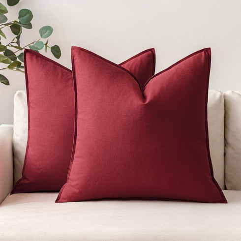 MIULEE Pack of 2 Christmas Burgundy Red Pillow Covers 22x22 Inch for Modern Farmhouse Home Decor