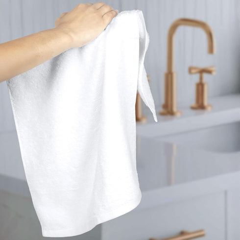 16 26 12-Pack Amazon Basics Soft and Thick Cotton Hand Towels for Bath, Kitchen, Gym, x in, White