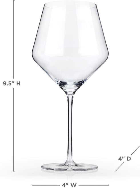 Viski Raye Angled Burgundy Glasses Set of 2 - Premium Crystal Clear Red Wine Gift Set, 21 oz