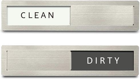 Dishwasher Magnet Clean Dirty Sign, Premium Stainless Steel Non-Scratch Magnet for Easy Use (Grey & White)