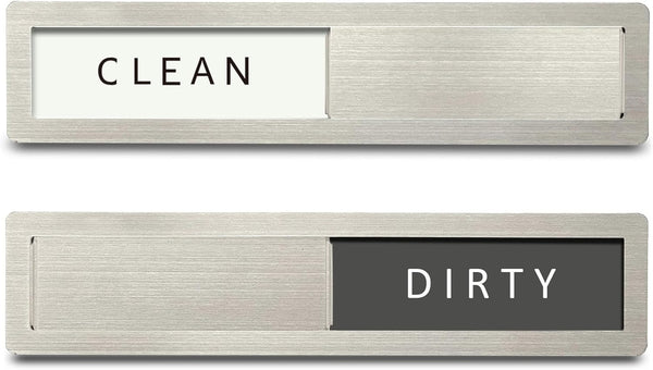 Dishwasher Magnet Clean Dirty Sign, Premium Stainless Steel Non-Scratch Magnet for Easy Use (Grey & White)