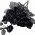 TUZAZO 10pcs Black Roses Artificial Flowers with Stems, Faux Silk Flowers for Bridal Gothic Wedding Bouquet and Home