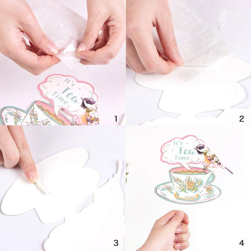 SUNBEAUTY 14 Pcs Tea Party Photo Booth Props, Alice in Wonderland Party Supplies for Garden Party Bridal Shower