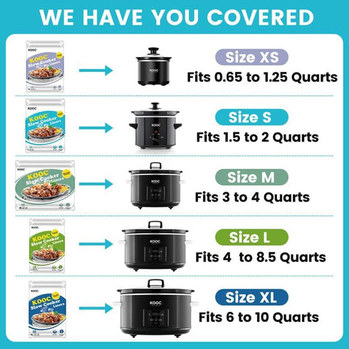 KOOC Slow Cooker Liners 30 Count, 10x13 inch Disposable Pot Liners for 1.5QT to 2QT Pot, BPA Free